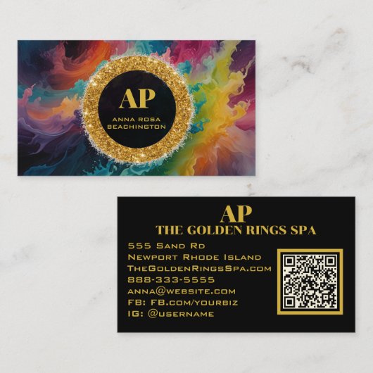 *~ BOLD QR AP93 Vibrant Abstrakte Visitenkarte (Vorne/Hinten)