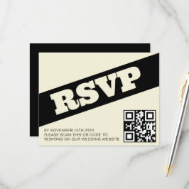 Bold QR UAWG Typografie Black Ecru Moderne Hochzei RSVP Karte