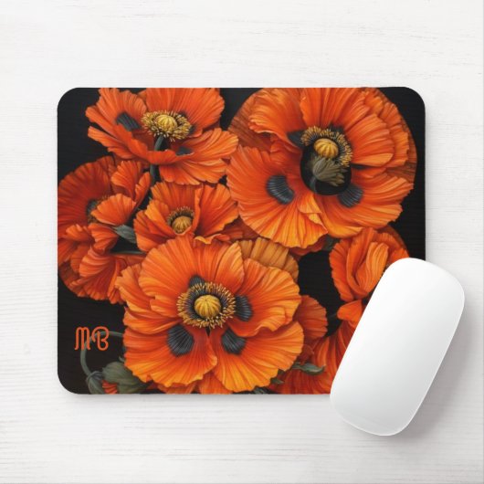 Bold Radiant Beauty Orange Poppy Floral Art Mousepad (Mit Mouse)
