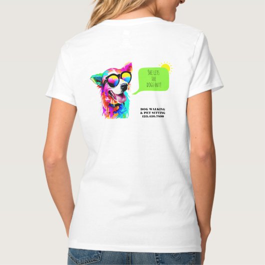 Bold Rainbow Dog Walker Pet Sitter T-Shirt (Rückseite)