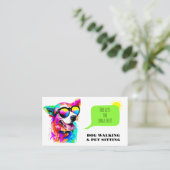 Bold Rainbow Dog Walker Pet Sitter Visitenkarte (Stehend Vorderseite)