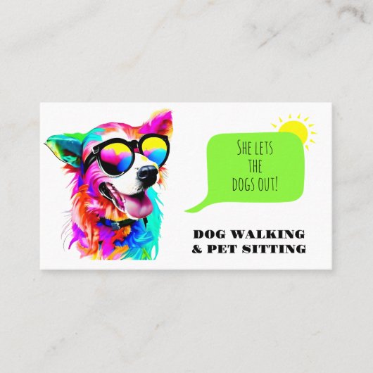 Bold Rainbow Dog Walker Pet Sitter Visitenkarte (Vorderseite)