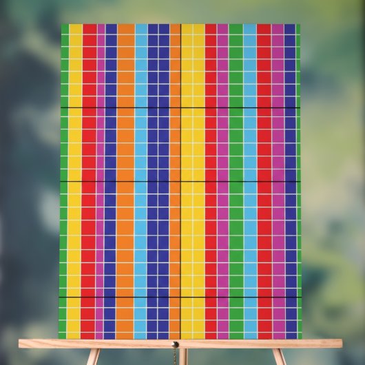 Bold Rainbow Grid Pattern Modern Art Poster (Neutral)