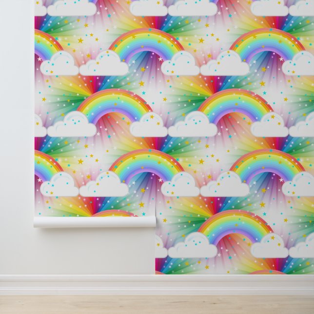 Bold Rainbow Pattern | Kinderfarbige Wanddekoratio Tapete (Anwendung)