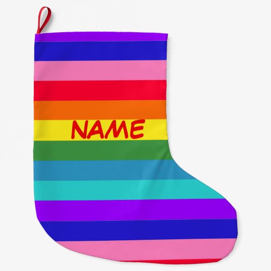 Bold Rainbow Strips Weihnachten Strumpf Großer Weihnachtsstrumpf (Vorderseite)