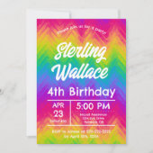 Bold Rainbow Zickzack Birthday Party Custom Einladung (Vorderseite)