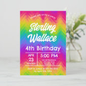 Bold Rainbow Zickzack Birthday Party Custom Einladung (Stehend Vorderseite)