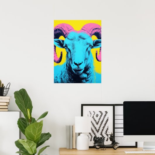 Bold Ram: Neon Pop Art Poster (Heimbüro)