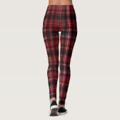 Bold Red and Black Tartan Plaid Leggings (Rückseite)