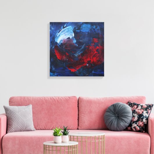 Bold Red and Blue Abstract Swirl Canvas Print Leinwanddruck (Insitu (Wohnzimmer))