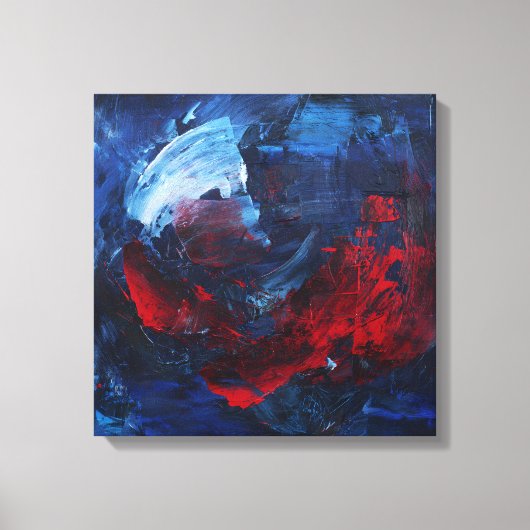 Bold Red and Blue Abstract Swirl Canvas Print Leinwanddruck (Vorderseite)