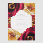 Bold Red and Yellow Floral Geometric Wedding Pergament Einladungen (Vorderseite)