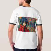 Bold Red Anime USA Graphic T-Shirt (Schwarz voll)