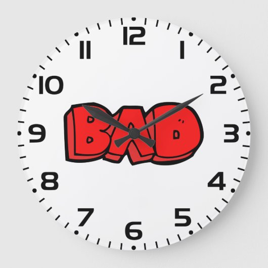 Bold Red Bad Graffiti Style Text Große Wanduhr (Vorderseite)