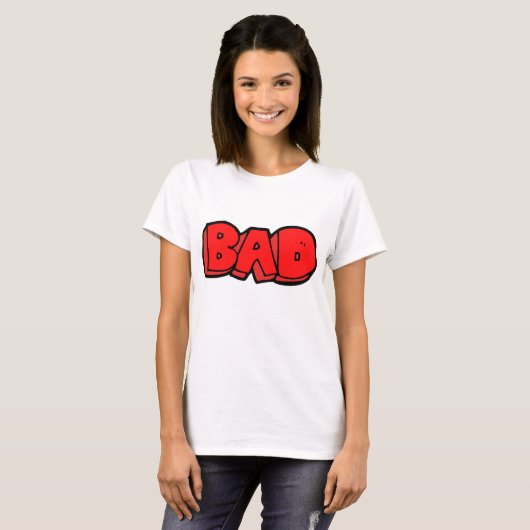 Bold Red Bad Graffiti Style Text T-Shirt (Vorne ganz)