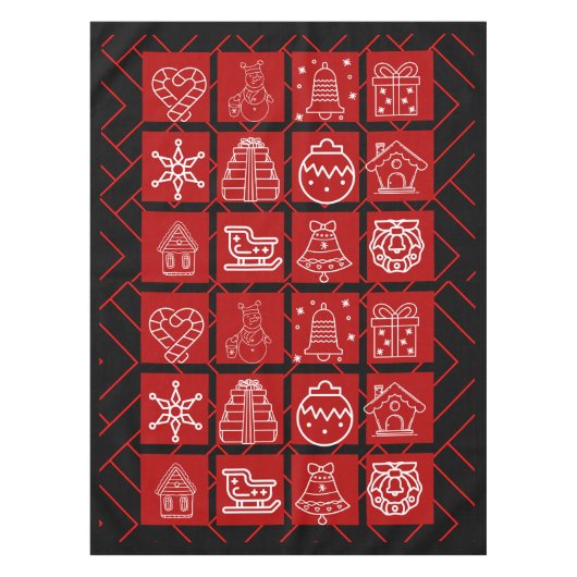 Bold Red & Black Geometric Christmas Tablecloth Tischdecke (Vorderseite)