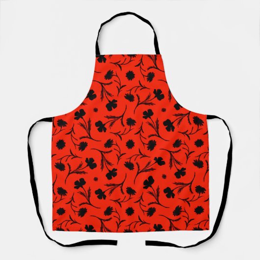 Bold Red Black Liberty Floral Pattern Klasse Chic Schürze (Vorderseite)