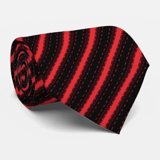 Bold Red & Black Stripe Pattern Krawatte (Gerollt)