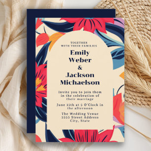 Bold Red Blue Blume Arch Wedding Einladung