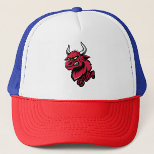 Bold Red Bull "Bully" Trucker Hat - Red, White & B Truckerkappe