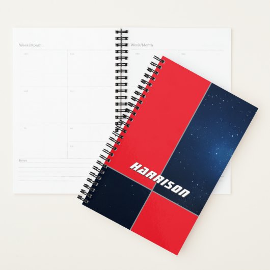 Bold Red DarBlue Space Personalisiert Planer (Anzeige)