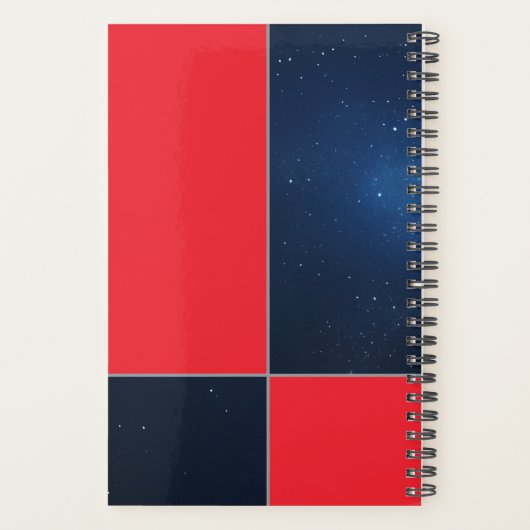 Bold Red DarBlue Space Personalisiert Planer (Rückseite)