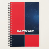 Bold Red DarBlue Space Personalisiert Planer (Vorderseite)