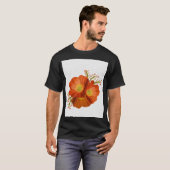 Bold Red Floral Art T - Shirt - Lebhaft handgefert (Vorne ganz)