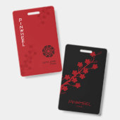 Bold Red Floral Ausweis (Vorder- & Rückseite)