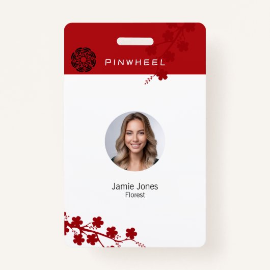 Bold Red Floral Ausweis (Vorderseite)