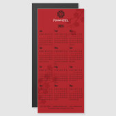 Bold Red Floral Calendar Magnetkarte (Vorne/Hinten)