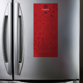 Bold Red Floral Calendar Magnetkarte