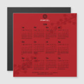 Bold Red Floral Calendar Magnetkarte (Vorne/Hinten)