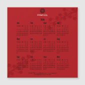 Bold Red Floral Calendar Magnetkarte (Vorderseite)