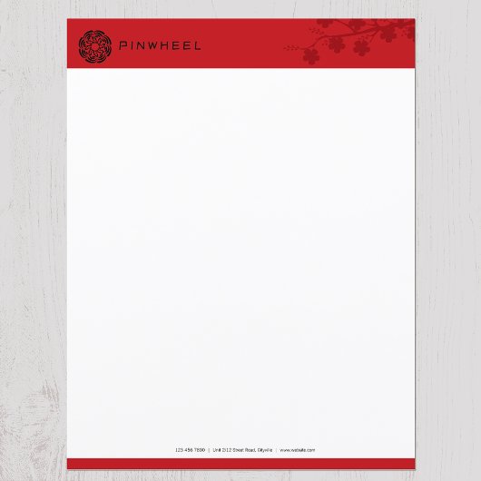 Bold Red Floral Letterhead