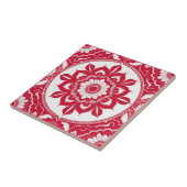 Bold Red Floral Mandala Tile Fliese (Seite)