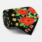Bold Red Floral Necktie Krawatte (Gerollt)