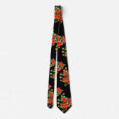Bold Red Floral Necktie Krawatte (Rückseite)