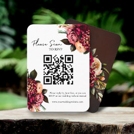 Bold Red Floral QR Code Wedding RSVP Platzkarte