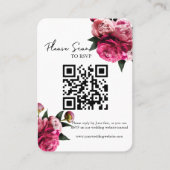 Bold Red Floral QR Code Wedding RSVP Platzkarte (Vorderseite)