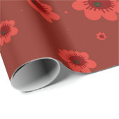 Bold Red Floral Retro Geschenkpapier (Rolleneckpunkt)