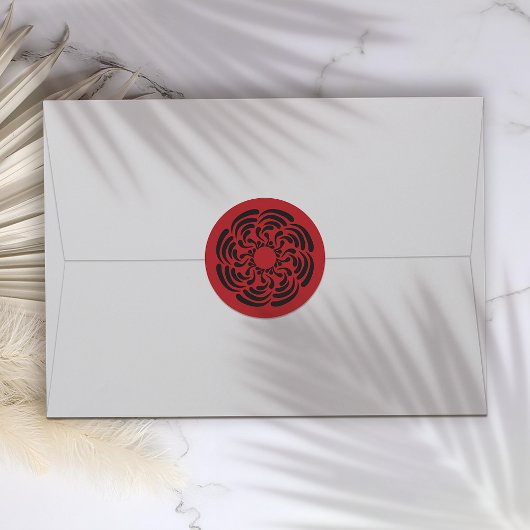 Bold Red Floral Runder Aufkleber