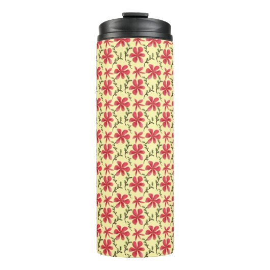 Bold Red Floral Seamless Pattern   Thermosbecher (Vorderseite)