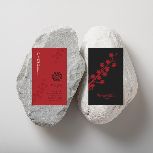 Bold Red Floral Visitenkarte