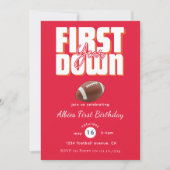 Bold Red Football First Birthday Party Invite Einladung (Vorderseite)