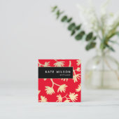 Bold Red Gold Artistic Floral Pattern Quadratische Visitenkarte (Stehend Vorderseite)