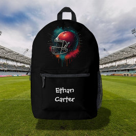 Bold Red Green Football Helmet Print Cut Sew Bag Bedruckter Rucksack
