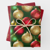 Bold Red Green Gold Weihnachtsschmuck Geschenkpapier Set (Beispiel)