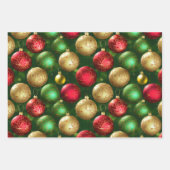 Bold Red Green Gold Weihnachtsschmuck Geschenkpapier Set (Vorderseite)