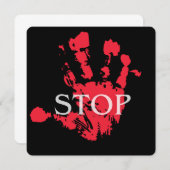 Bold Red Handprint "STOP" Warning Symbol – Activis Einladung (Vorne/Hinten)